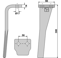 Dent Droite pour herses rotatives SICMA 092700 adaptable 