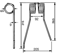 Federzinken FARENDLOSE rechts 511042 GW217D - Nachbau