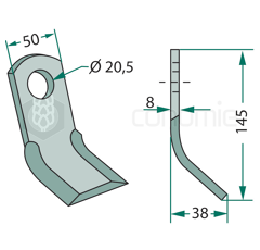Couteau-Y pour broyeur 145x50mm COSMA 191100126 adaptable 