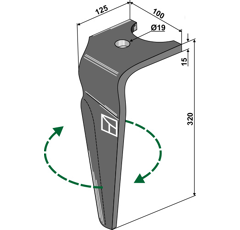 Dent herse droite FALC 320x100 654029 adaptable - BlackSteel©