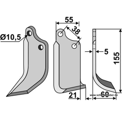 Fräsmesser - rechts 12868N Agria by Muzzi