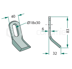 Couteau Y pour broyeur HOWARD 222022029 adaptable 