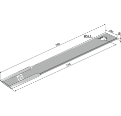 Fléau droit 780 x 100 x 10 mm pour broyeur SCHULTE H401-040 adaptable