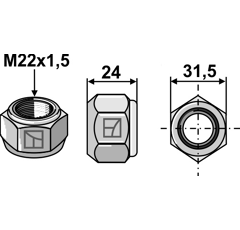 Écrou conique - M22x1,5 - 8.8