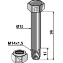 Boulon M14x1,5 x 96 pour broyeur BOMFORD adaptable - Blacksteel©