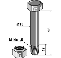 Schraube M14x1,5 x 96 für Mulcher BOMFORD Nachbau