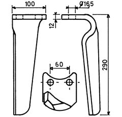 Eggenzinken rechts mit Rad PEGORARO 3557640214092 - Nachbau