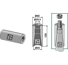 Douille à souder 120 mm pour chargeur frontal KVERNELAND 18100-36 adaptable