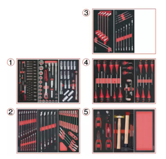Servante d'atelier RACING 5 tiroirs complète - 198 outils | KS TOOLS