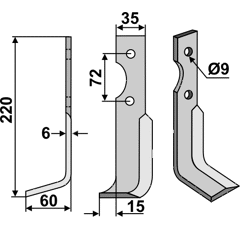 Fräsmesser Links 220 x 35 Casorzo Nachbau