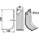 Fräsmesser Links 238 x 60 Baroni Nachbau