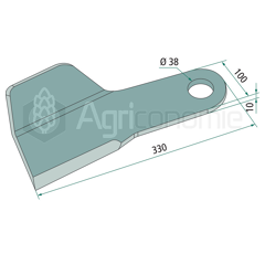 Couteau droit pour broyeur 330mm SPEARHEAD 7770759 adaptable 