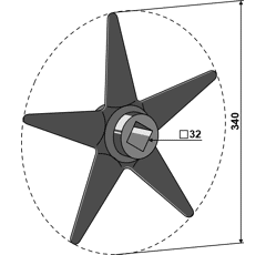 Rueda estrella desmenuzadora Ø 340 mm para AMAZONE 105103412 adaptable