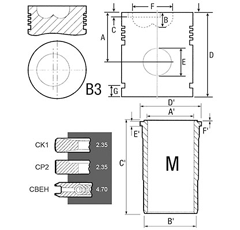 Ensemble chemise/piston pour tracteur CASE IH 3139591R96 adaptable