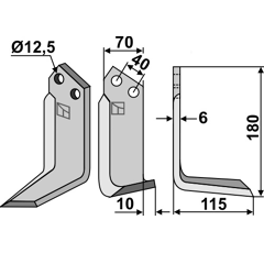 Lame droite pour Fraise/Rotavator BREVIGLIERI 8300023 adaptable -