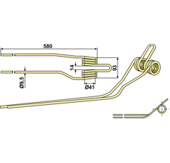 Dent de faneuse KRONE gauche int. 1532332 gw347g adaptable