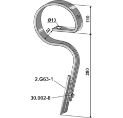 Dent gare pour cultivateur RABE 101155070 adaptable - Blacksteel©