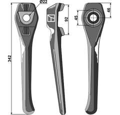 Dent gauche pour herse rotative LELY 1.1699.0111.0 adaptable