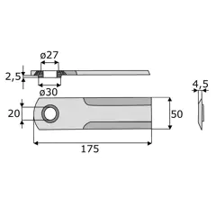 Cuchillo para cosechadora CASE IH 1994760C4 adaptable