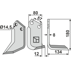 Fräsmesser rechts 180 x 134 x 8 mm CELLI 722533 - Nachbau