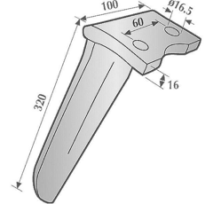 Dent gauche pour herse rotative HOWARD 185505 origine