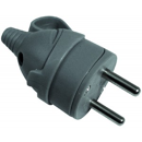 Fiche electrique mâle anneau+ergot 16 A 2p + t- gris