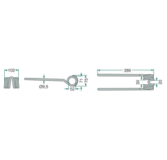 Federzinken für Mäher PÖTTINGER 436145 GW55 - Nachbau