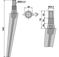 Dent pour herse rotative QUIVOGNE  adaptable - Blacksteel©