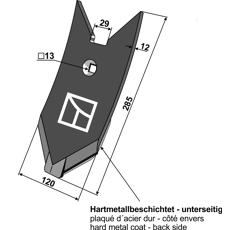 Pointe de soc pour LEMKEN 3374443 adaptable - BlackSteel©