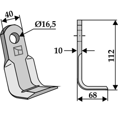 Couteau équerre pour broyeur 112x40mm AEDES adaptable - Blacksteel©