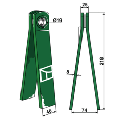 Dent de préparation 218 mm pour KRONE 00 250 550 3 adaptable - BlackSteel©