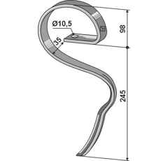 Dent gare pour cultivateur RAU 0012158 adaptable - BlackSteel©