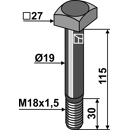 Boulon M18x1,5 x 115 pour broyeur BERTI adaptable - Blacksteel©