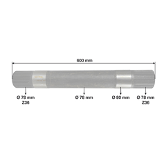 Arbre fixation par circlips pour tracteur JOHN DEERE R126709 adaptable
