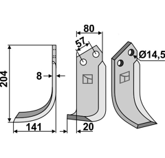 Lame gauche pour Fraise/Rotavator PEGORARO 4586 adaptable - Blacksteel©