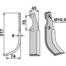 Fräsmesser Links 217 x 45 S.E.P.,  Valpadana Nachbau