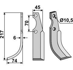 Fräsmesser Links 217 x 45 S.E.P.,  Valpadana Nachbau
