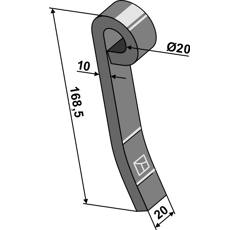 Fléau pour broyeur 168,5x20mm KVERNELAND A137177600 adaptable - Blacksteel©