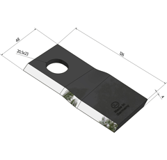 KM-Klinge rechts 126x48x4 mm Loch: 20 5x23 mm 56110400N Taarup Nachbau 