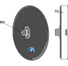 Disque lisse complet Ø382x3,5 mm pour semoir JOHN DEERE AA65248 adaptable - Blacksteel©