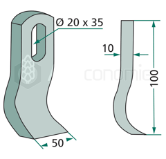 Fléau pour broyeur 100x50mm HEMOSadaptable 