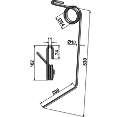 Griffe Ø10mm droite pour semoir KVERNELAND AC431803 adaptable - Blacksteel©