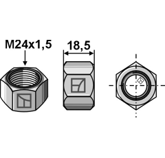 Sechskantmutter links für Scheibenegge LEMKEN 3030997 – mit Nachbau  