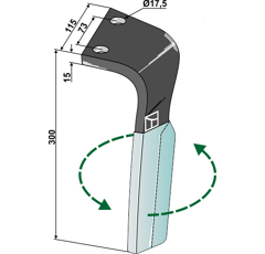 Dent gauche DURAFACE pour herse rotative LEMKEN 3377025 adaptable