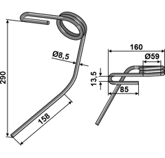 Griffe Ø12mm pour semoir KUHN 53068500 adaptable - Blacksteel©
