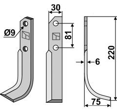 Lame droite pour Fraise/Rotavator BERTOLINI 671013 adaptable