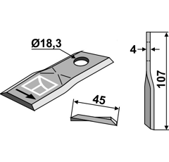 Couteau vrillé gauche pour KUHN 55903210 adaptable - Blacksteel©