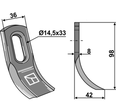 Couteau-Y pour broyeur 98x36mm adaptable - Blacksteel©