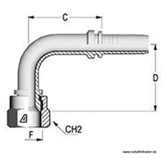 Pressnippel Bogen 90° DN32IL158JICIG90M Alfagomma
