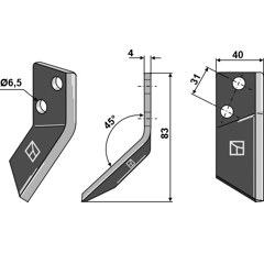 Couteau pour mélangeuse DELAVAL 94832701 adaptable - Blacksteel©
